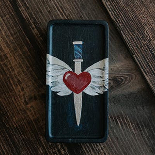 Hand Painted Jewelry Box - Heart + Wings