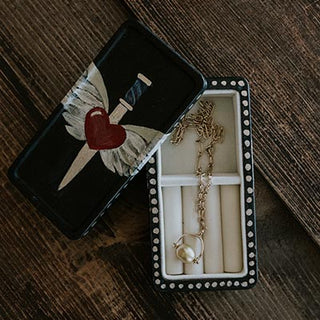 Hand Painted Jewelry Box - Heart + Wings