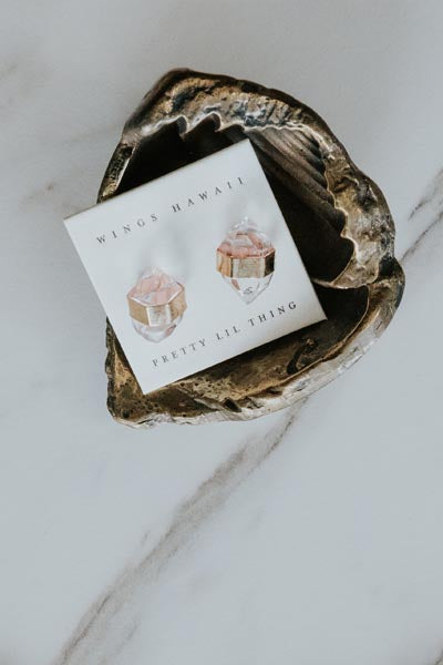 Banded Crystal Studs - Herkimer Diamond