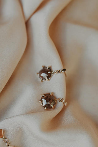 Diamond Drop Studs - 14k