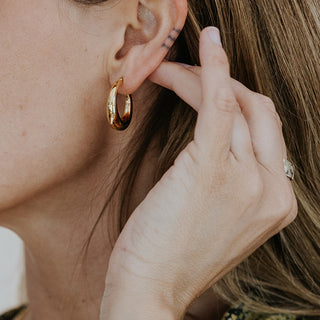 Thick Hoop Earrings - 14k