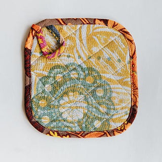 Kantha Pot Holder - Brown Border