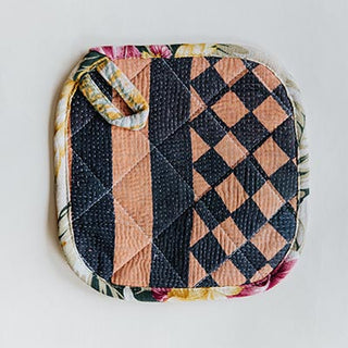 Kantha Pot Holder - Creme Border