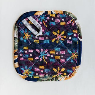 Kantha Pot Holder - Navy Border