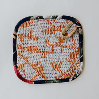 Kantha Pot Holder - Navy Border