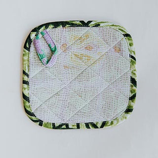 Kantha Pot Holder - Green Border
