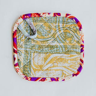 Kantha Pot Holder - Purple Border
