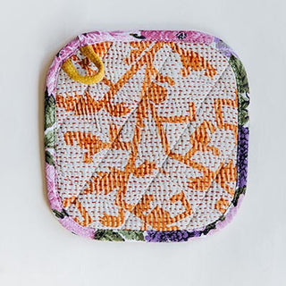 Kantha Pot Holder - Pink Border