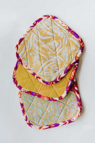 Kantha Pot Holder - Purple Border
