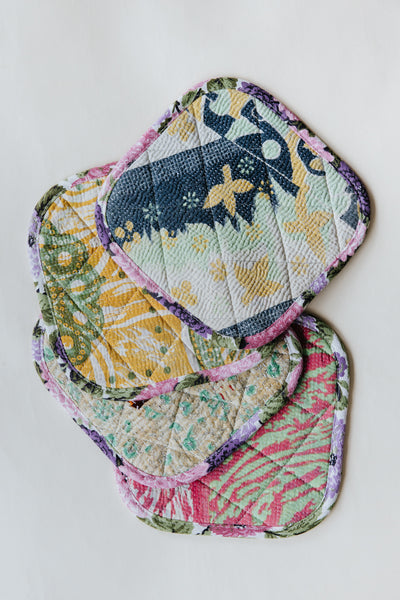 Kantha Pot Holder - Pink Border