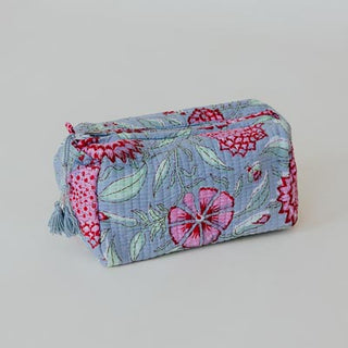 Kantha Toiletry Pouches - Pink Flowers
