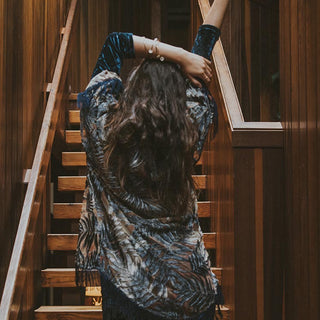 Velvet Fringe Kimono - Palms