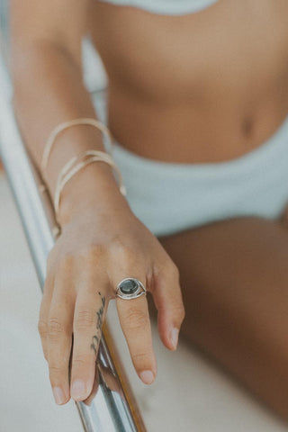 Evil Eye Ring - Labradorite