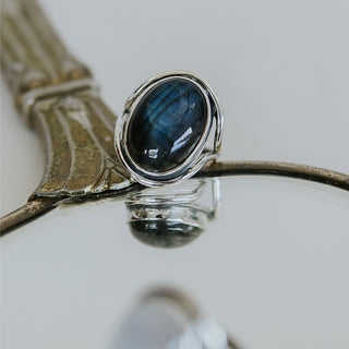 Evil Eye Ring - Labradorite Vertical