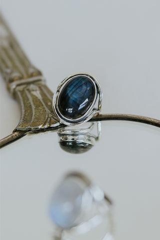 Evil Eye Ring - Labradorite Vertical