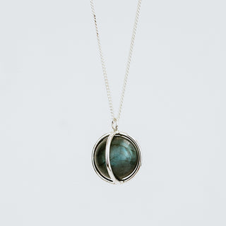 Sterling Silver Sphere Labradorite Necklace Made on Maui