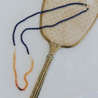 Beaded Lapis and Fire Opal Necklace