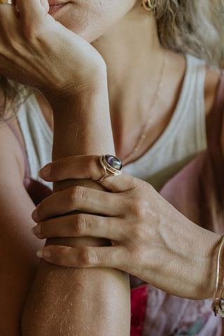 Evil Eye Ring - Tourmaline 14K