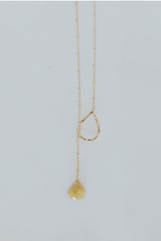 Lariat Necklace - Golden Beryl Aquamarine