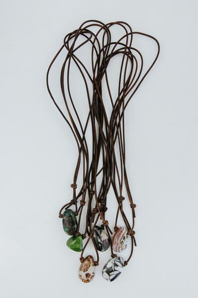 Leather Crystal Necklaces - B