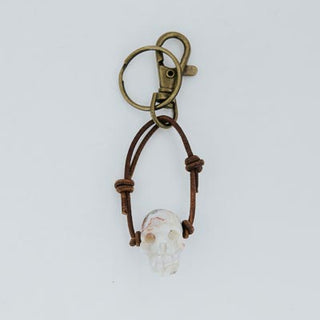 Leather Crystal Skull Keychains