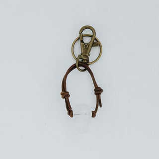 Leather Crystal Skull Keychains
