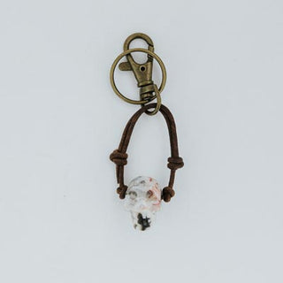 Leather Crystal Skull Keychains