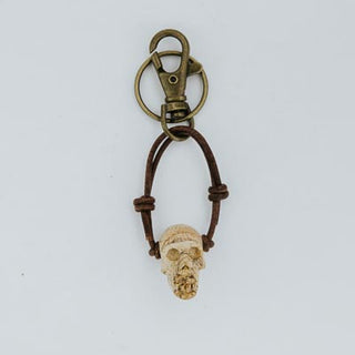 Leather Crystal Skull Keychains