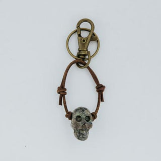 Leather Crystal Skull Keychains
