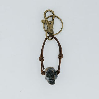 Leather Crystal Skull Keychains
