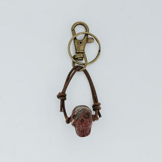 Leather Crystal Skull Keychains