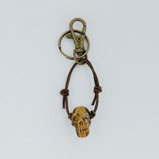 Leather Crystal Skull Keychains