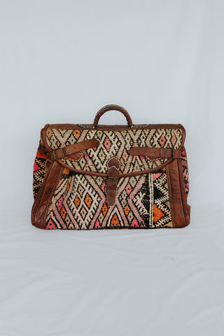Kilim Leather Carpet Travel Bag - F