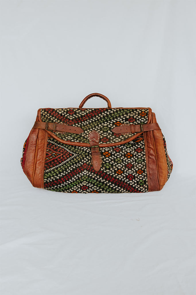 Kilim Leather Carpet Travel Bag - E