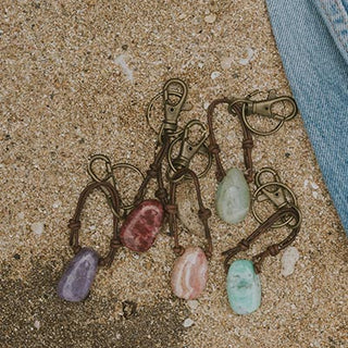 Leather Crystal Keychains - A
