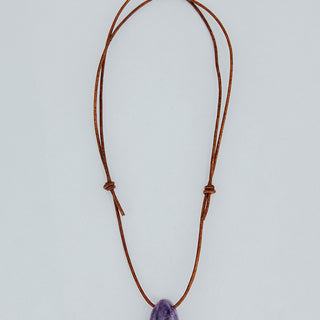 Leather Necklace - Lepidolite