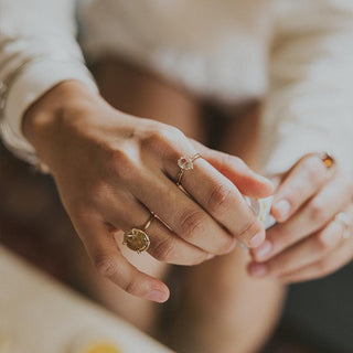 Teardrop Sunstone Ring - 14K Yellow Gold