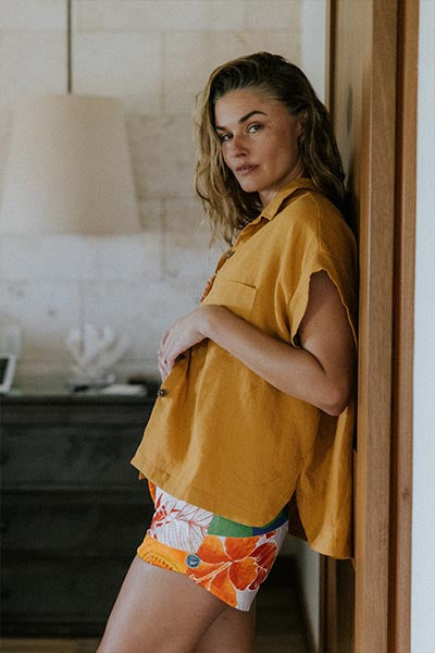 Sunflower Linen Boxy Button-up