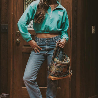 Half-Zip Mermaid Cropped Sweatshirt