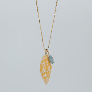 Single Shell Necklace | Miter Shell + Aquamarine