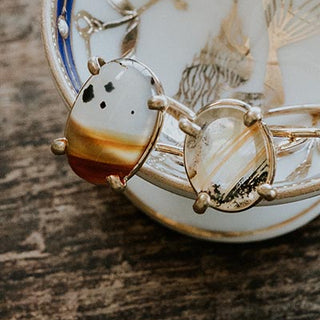 Oval Prong Set Ring - Montana Agate