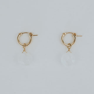Small Clasp Hoop Earrings - Moonstone + Gold Filled