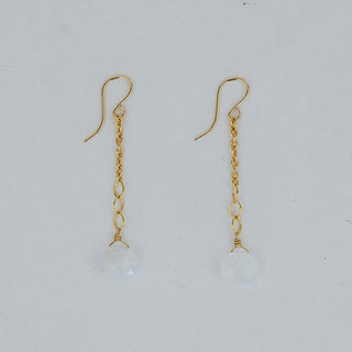 Fancy Drop Chain Earrings - Moonstone