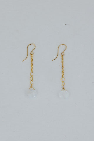 Fancy Drop Chain Earrings - Moonstone