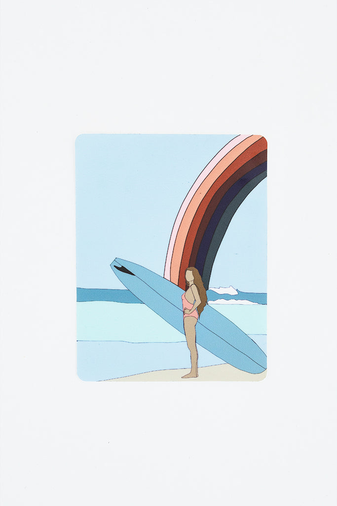 Surfer Girl Sticker - Neutral Rainbow Surf
