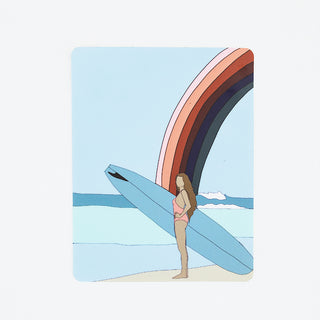 Surfer Girl Sticker - Neutral Rainbow Surf