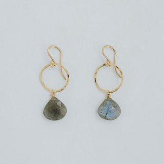 Wings Hawaii petite full circle labradorite earrings in 14k gold fill
