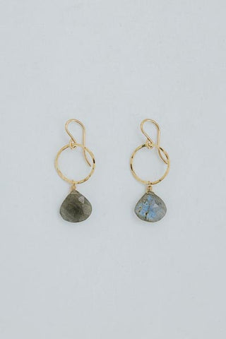 Wings Hawaii petite full circle labradorite earrings in 14k gold fill