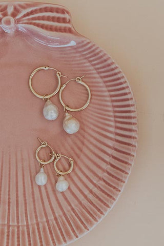 Charm Hoops - Teardrop Pink Pearl