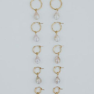 Charm Hoops - Teardrop Pink Pearl